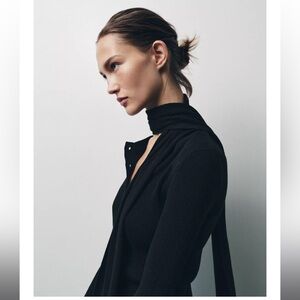 Zara Womens Collection Ribbed Knit Cardigan with Scarf Size M